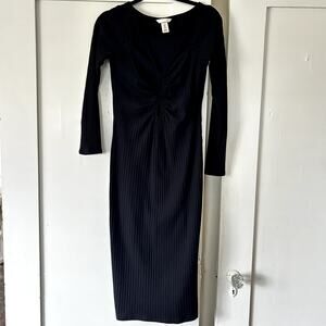 H&M black body con dress with cutouts